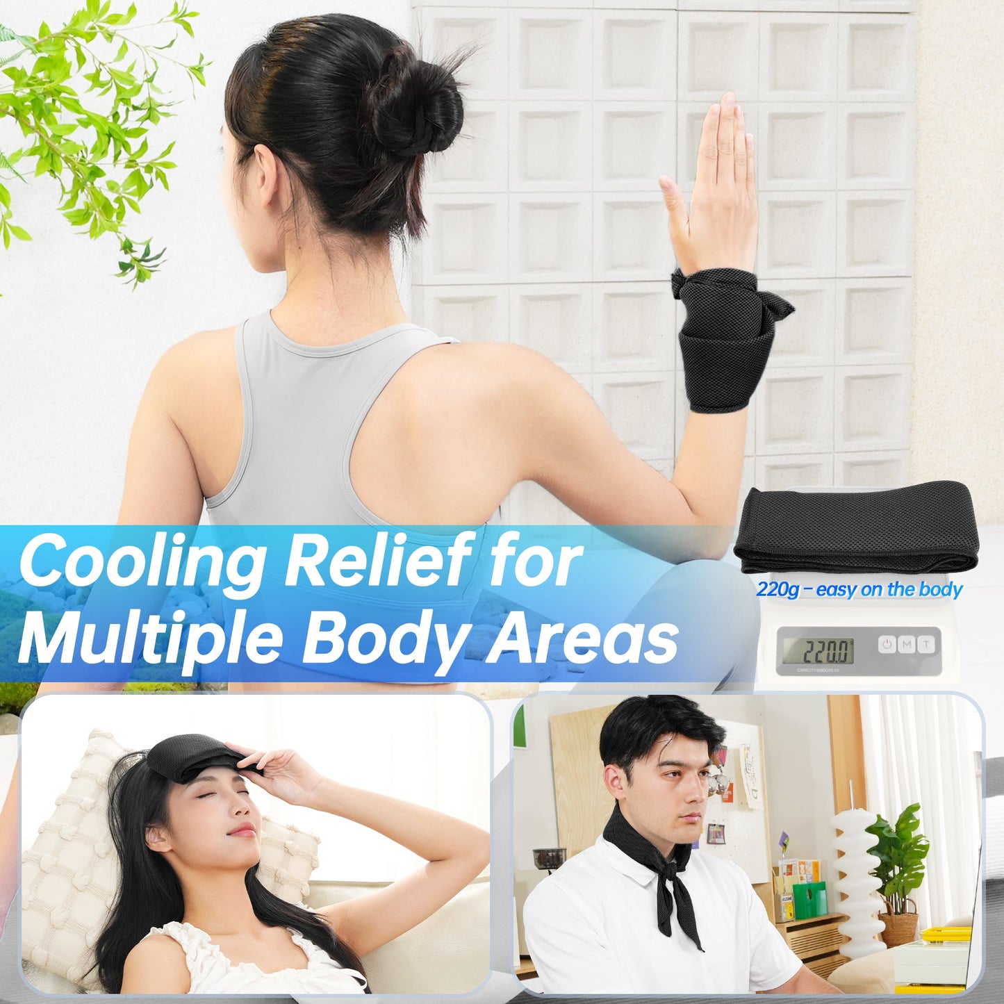 TopAcsy Cooling Neck Wraps, Removable Fabric Cover + 220g high‑Efficiency Gel, Neck Coolers for Hot Weather, Leak-Proof Ice Pack, 360° Soft Wrap, Cool Relief TopAcsy