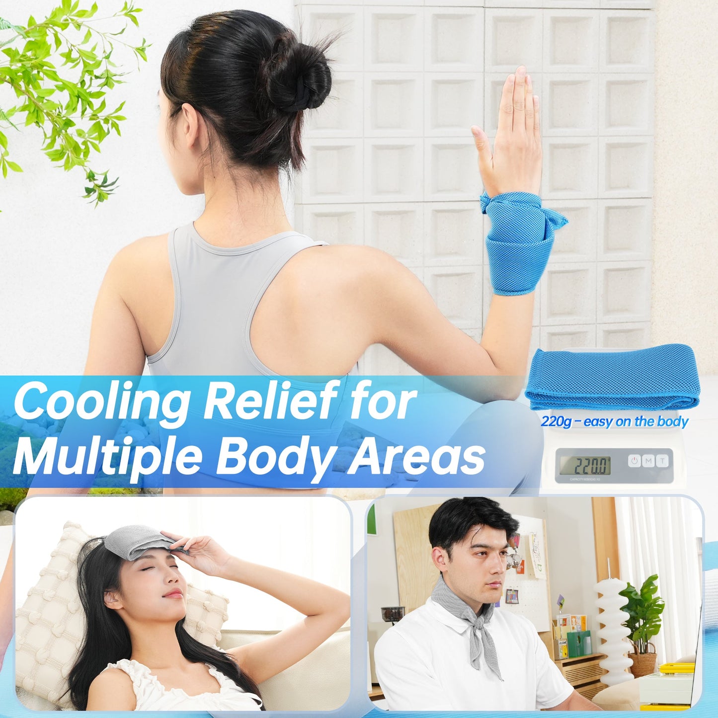 2-Pack Cooling Neck Wraps, Removable Fabric Cover + 220g high‑Efficiency Gel, Neck Coolers for Hot Weather, Leak-Proof Ice Pack, 360° Soft Wrap, Cool Relief TopAcsy