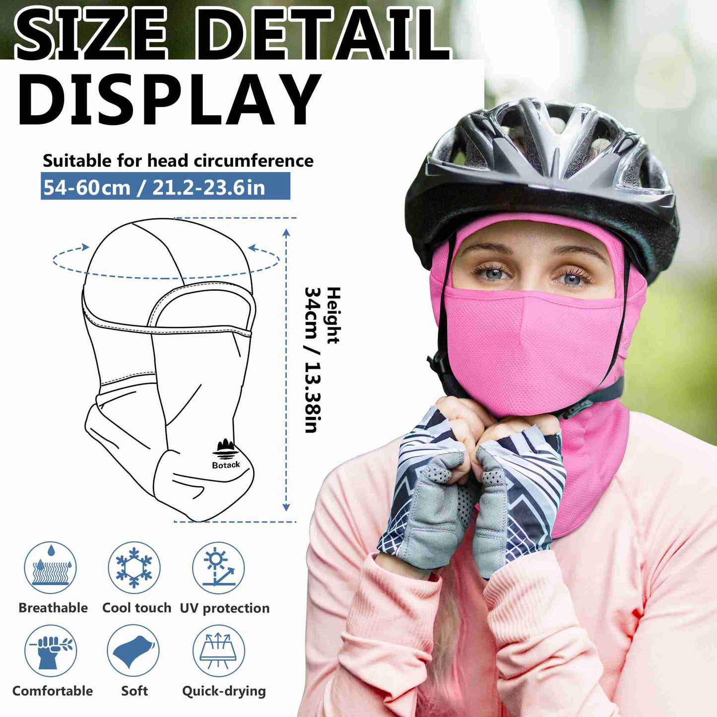 Botack Sun Protection Balaclava Mask - Breathable Full Head Cover for Cycling Fishing Botack