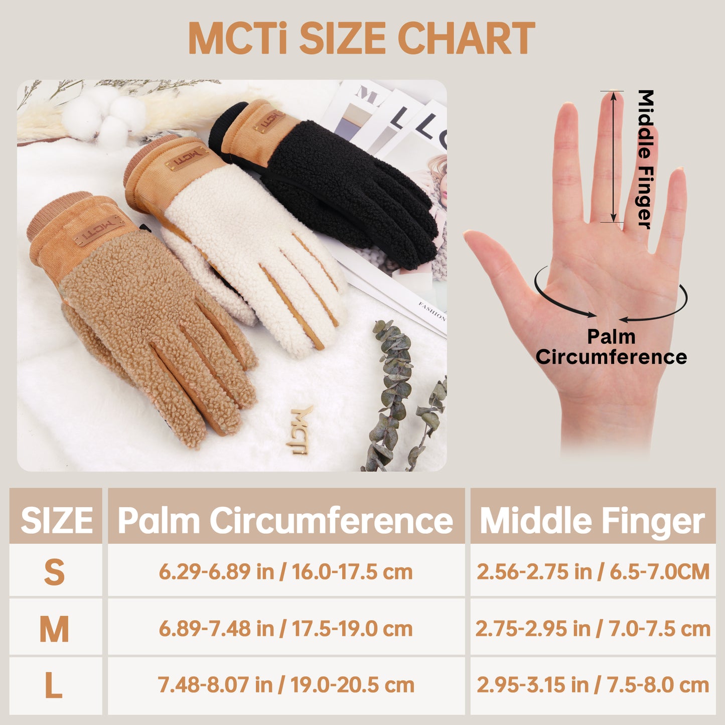 MCTi Women's Sherpa-Lined Touchscreen Winter Gloves