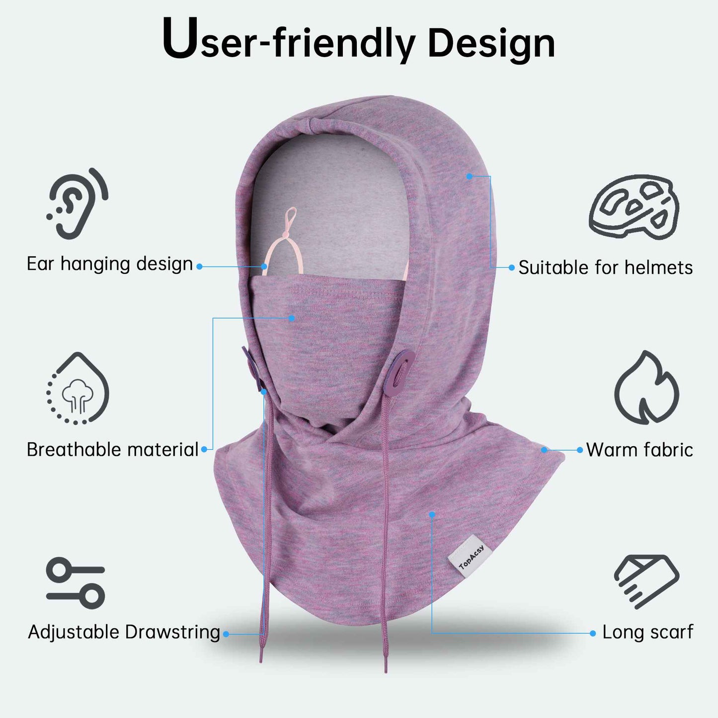 TopAcsy Ski Balaclava - Warm, Windproof Fleece Face Mask & Neck Warmer for Men & Women TopAcsy