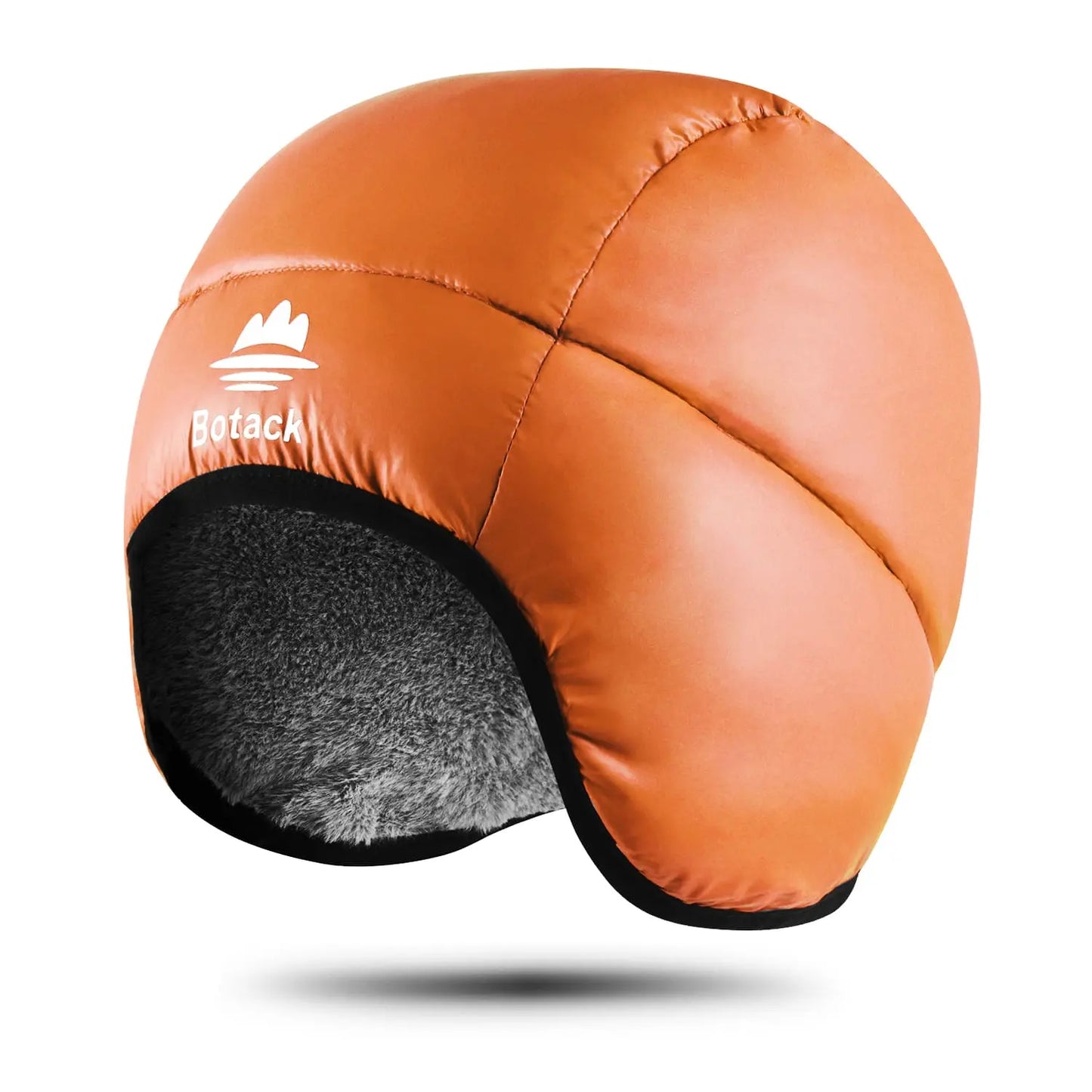 Botack Down Filled Earflap Hat Ultralight Waterproof Windproof Down Fleece Cap Warm Beanie for Skiing Botack