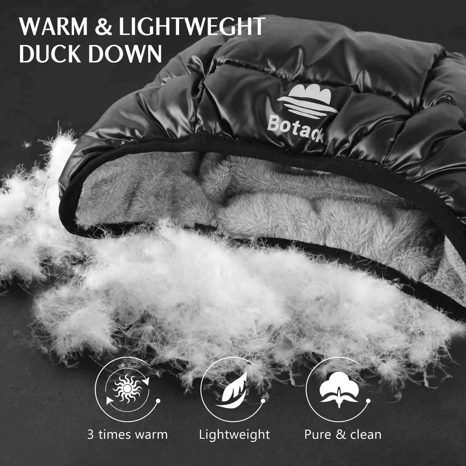 Botack Down Filled Earflap Hat Ultralight Waterproof Windproof Down Fleece Cap Warm Beanie for Skiing Botack