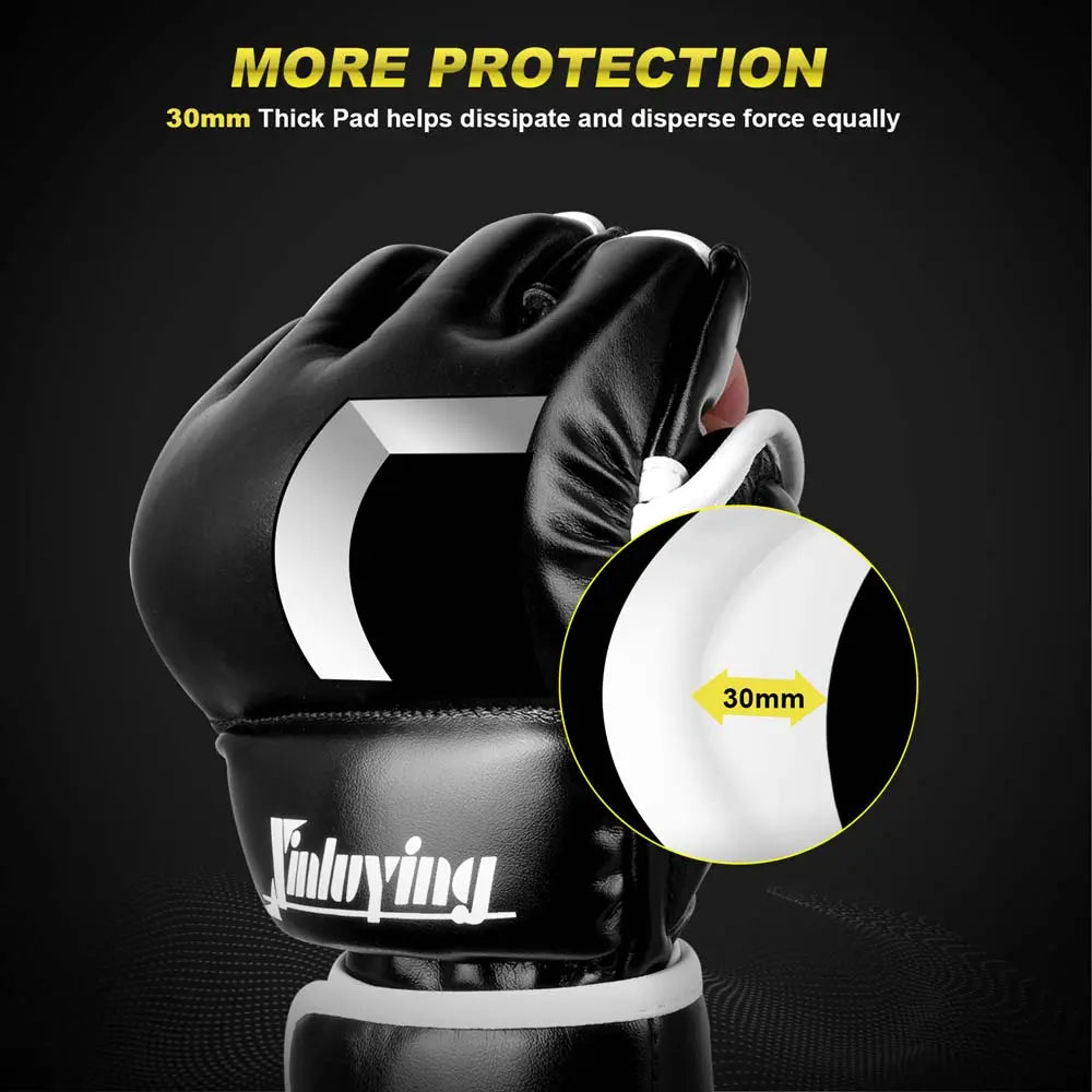Xinluying MMA Gloves Martial Arts Grappling Sparring Punch Bag UFC Boxing Training Half Mitts for Men Women Xinluying