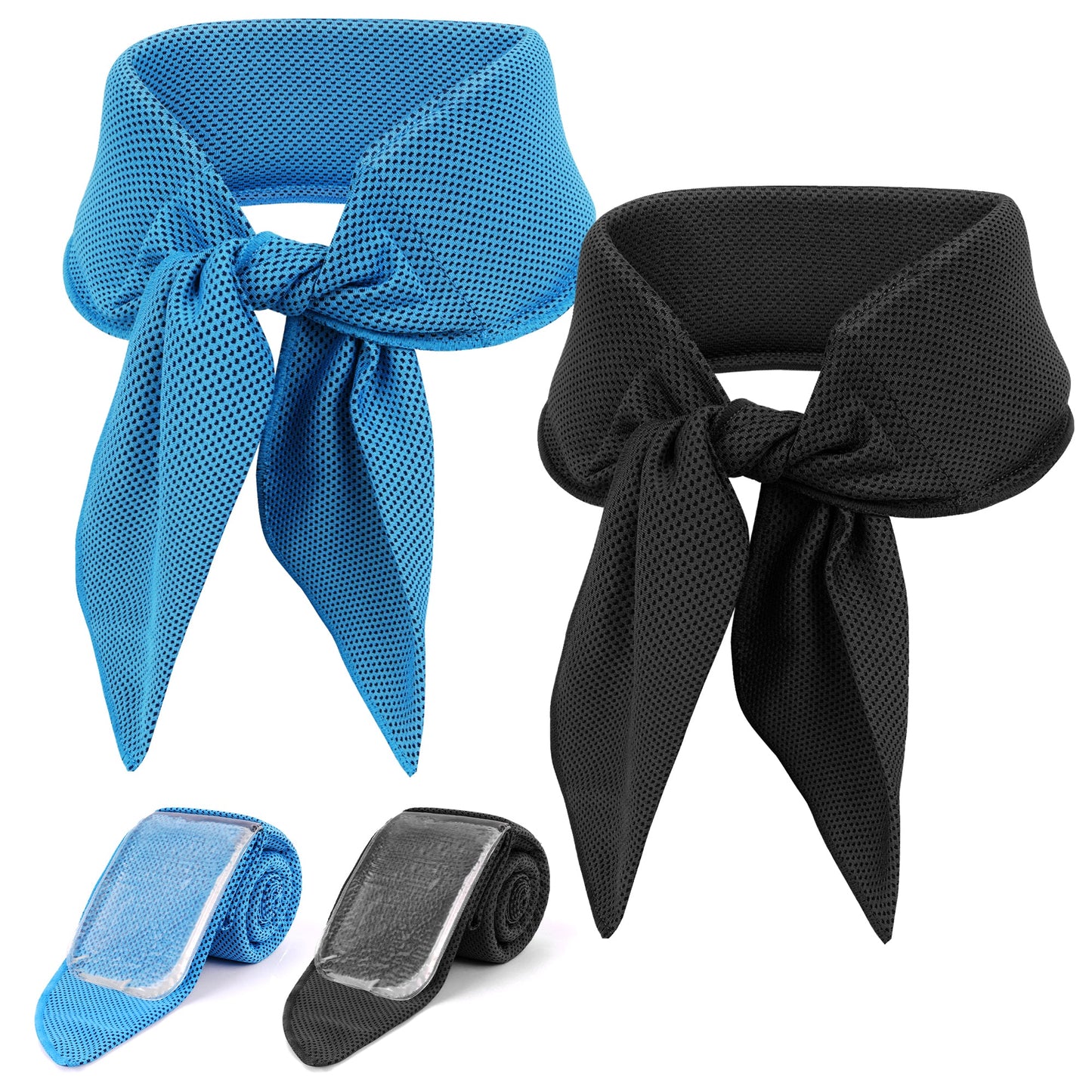 2-Pack Cooling Neck Wraps, Removable Fabric Cover + 220g high‑Efficiency Gel, Neck Coolers for Hot Weather, Leak-Proof Ice Pack, 360° Soft Wrap, Cool Relief TopAcsy