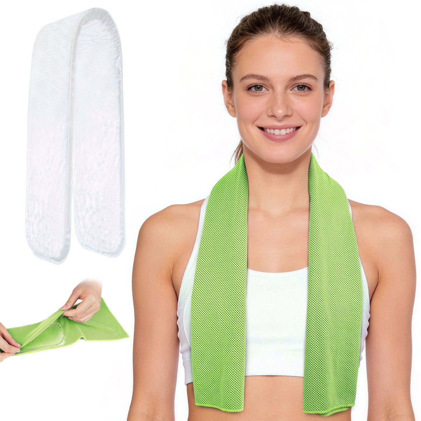 TopAcsy Dual-Action Cooling Neck Wraps, 37”x12” Cooling Towel + 220g Gel Sheet, Neck Coolers for Hot Weather, Ice Pack, Washable Gym Towel TopAcsy