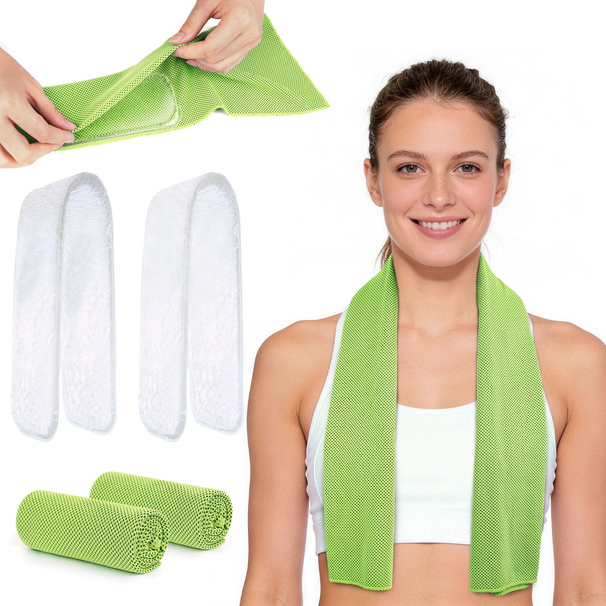 ToAcsy Dual-Action Cooling Neck Wraps, 37”x12” Cooling Towel + 220g Gel Sheet, Neck Coolers for Hot Weather, Ice Pack, Washable Gym Towel (2 Sets) TopAcsy