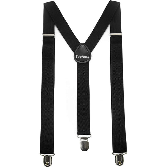 Topacsy Solid Color Mens Suspender with 3 Strong Clips Adjustable Braces Topacsy