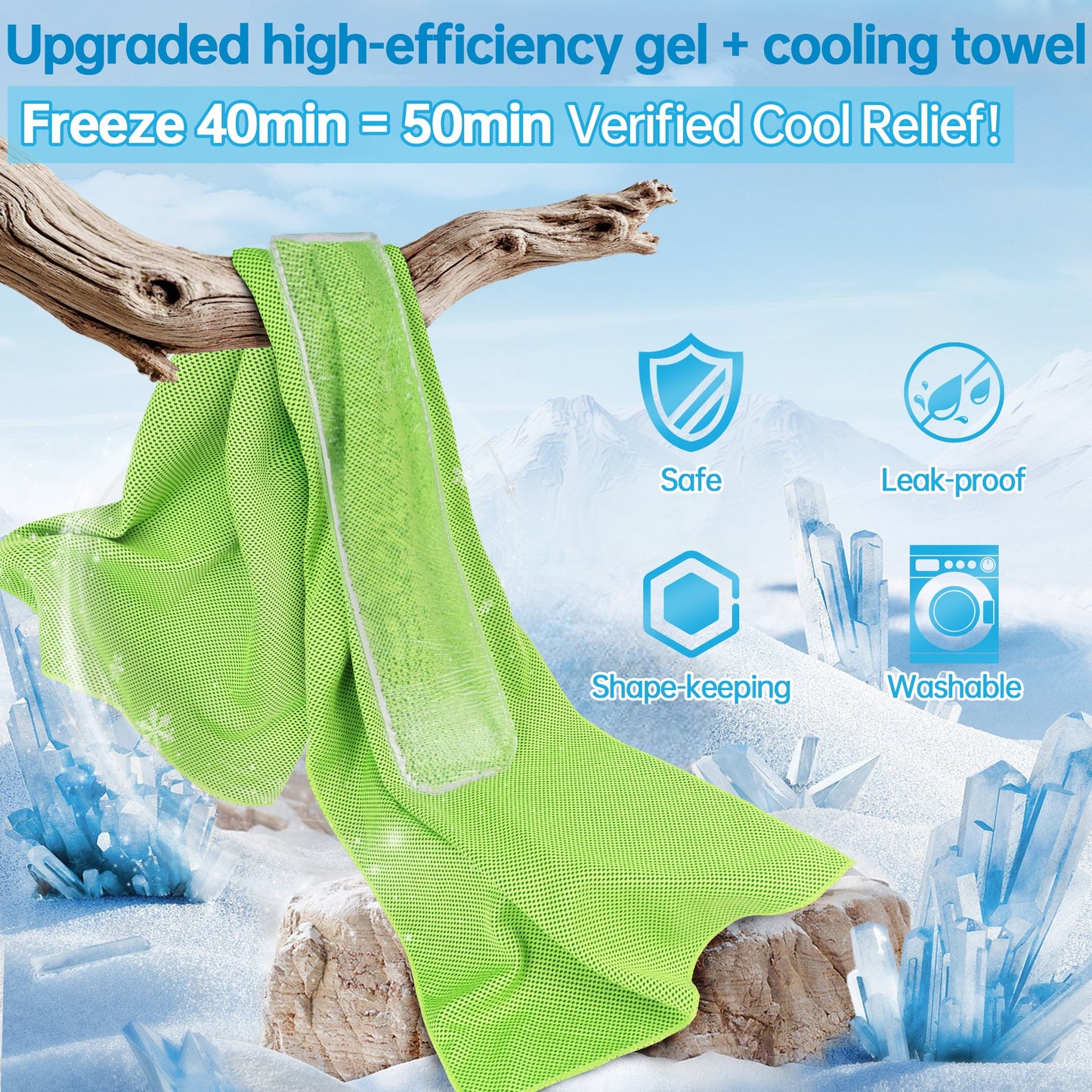 ToAcsy Dual-Action Cooling Neck Wraps, 37”x12” Cooling Towel + 220g Gel Sheet, Neck Coolers for Hot Weather, Ice Pack, Washable Gym Towel (2 Sets) TopAcsy