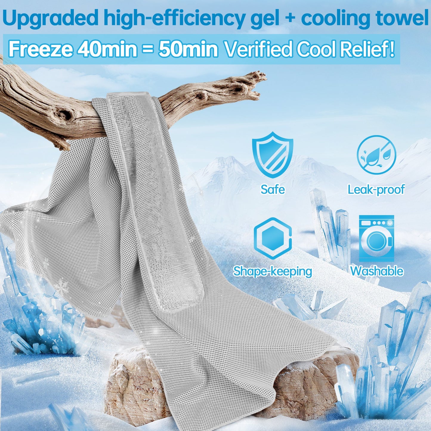 TopAcsy Dual-Action Cooling Neck Wraps, 37”x12” Cooling Towel + 220g Gel Sheet, Neck Coolers for Hot Weather, Ice Pack, Washable Gym Towel TopAcsy