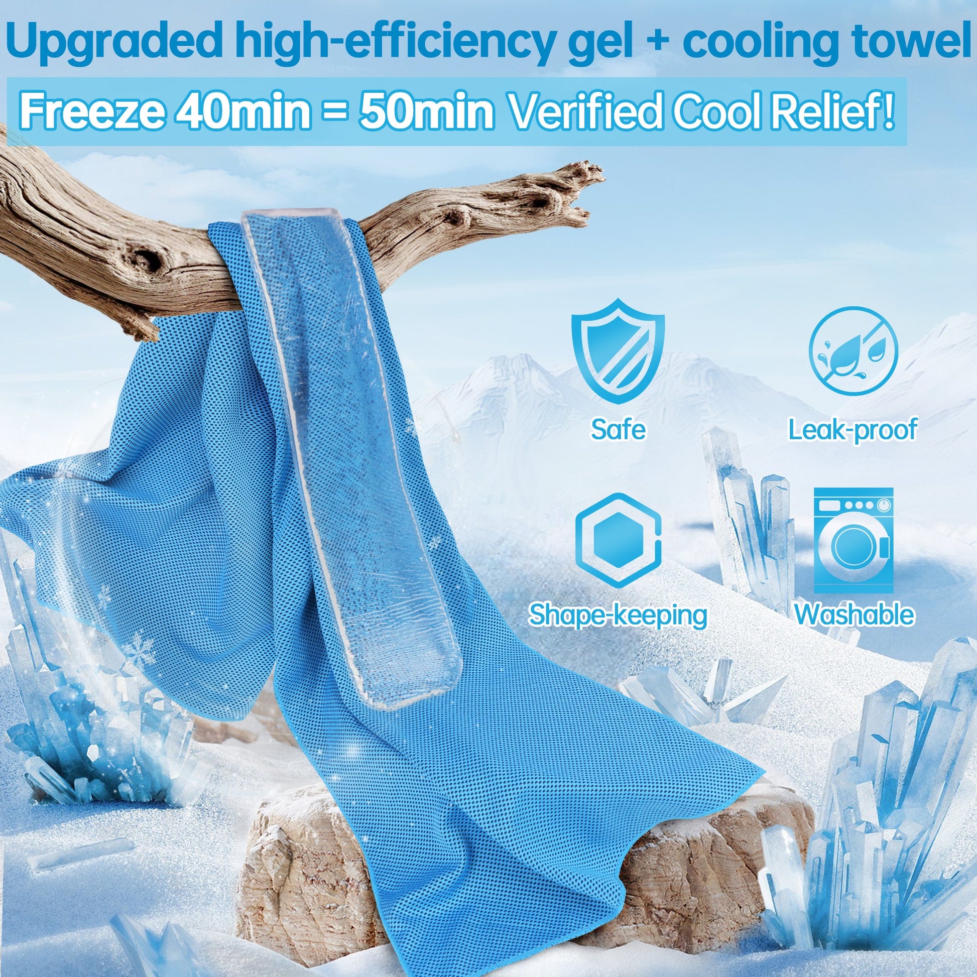 ToAcsy Dual-Action Cooling Neck Wraps, 37”x12” Cooling Towel + 220g Gel Sheet, Neck Coolers for Hot Weather, Ice Pack, Washable Gym Towel (2 Sets) TopAcsy