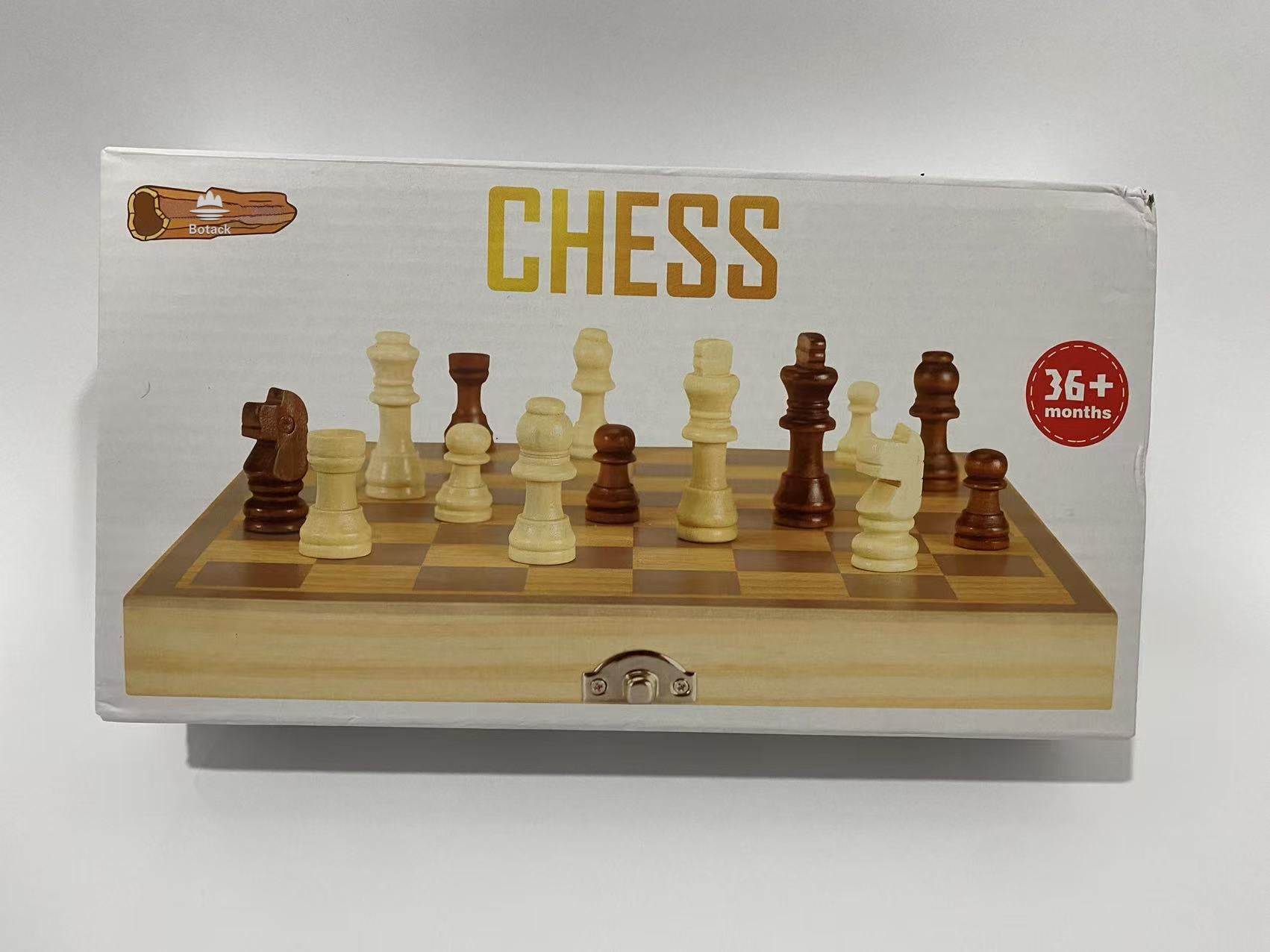 Botack Wooden Chess Sets for Adults with Folding Chess Board & Wood Chess Pieces | Travel & Portable Table Games for Fun Family Game Night Botack
