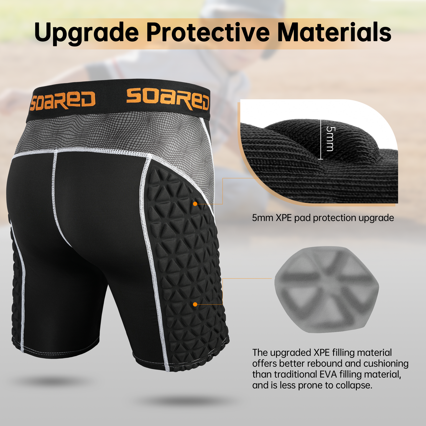 Soared Youth Sliding Shorts Baseball XPE Padded Slider Shorts Protective Compression Short for Football Lacrosse Softball SOARED