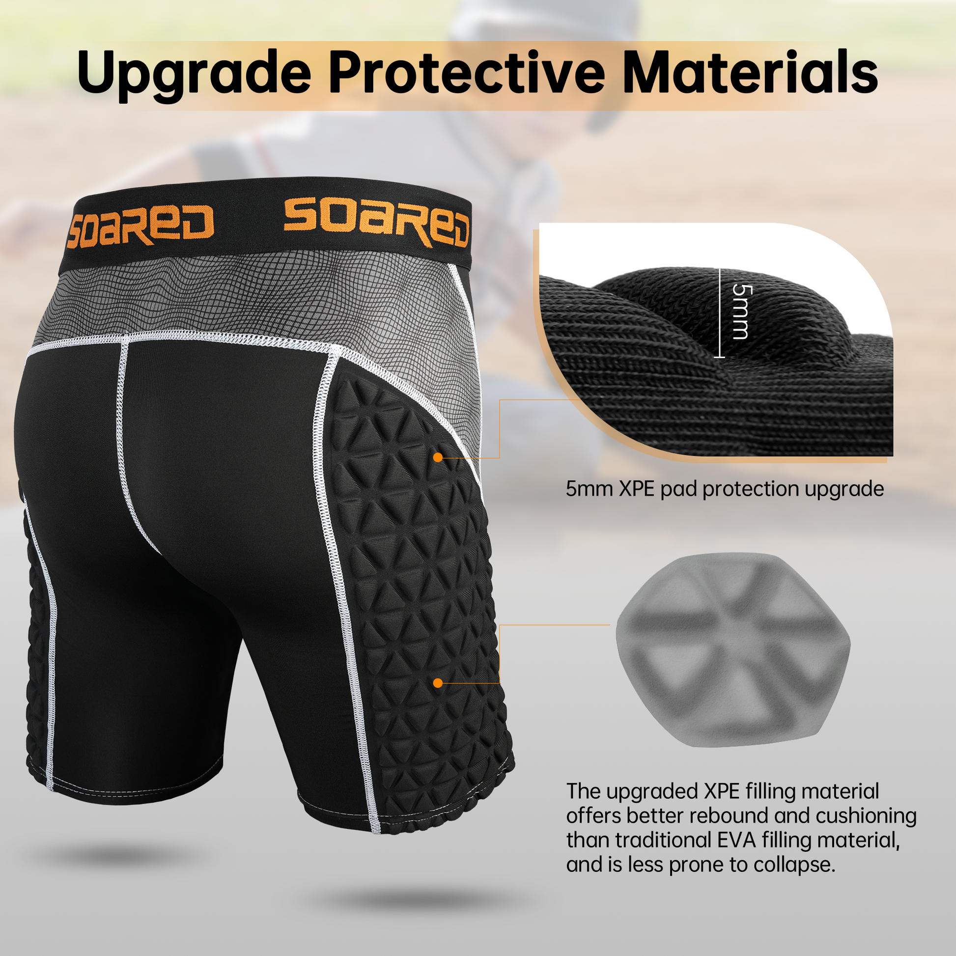 Soared Youth Sliding Shorts Baseball XPE Padded Slider Shorts Protective Compression Short for Football Lacrosse Softball SOARED