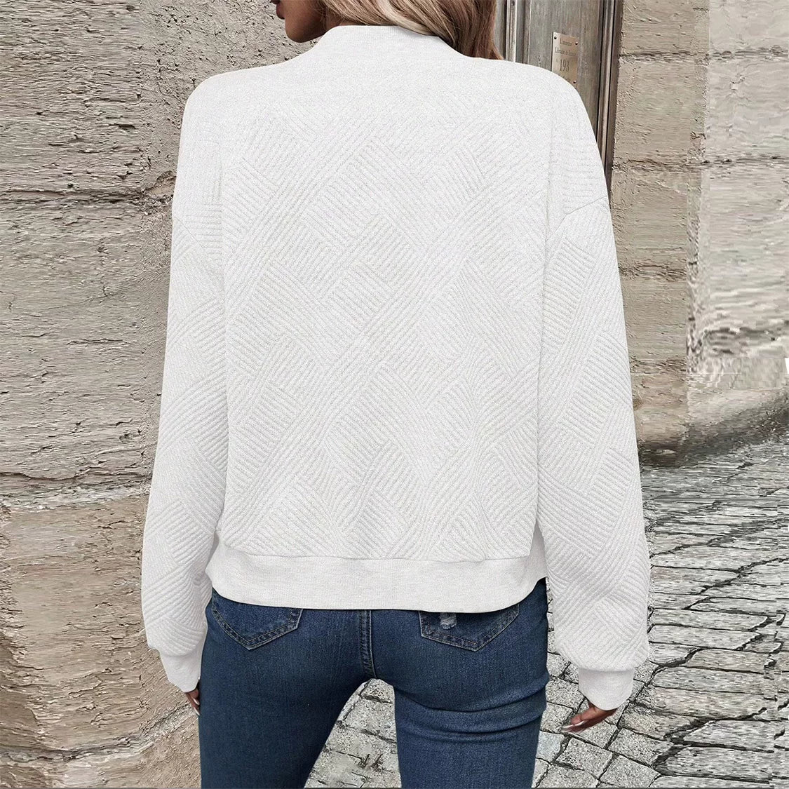 kineed Women's Cropped Bomber Jacket Textured Lightweight Zip Up Fall Fashion Outerwear Long Sleeve Casual Jacket KINEED