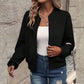 kineed Women's Cropped Bomber Jacket Textured Lightweight Zip Up Fall Fashion Outerwear Long Sleeve Casual Jacket KINEED