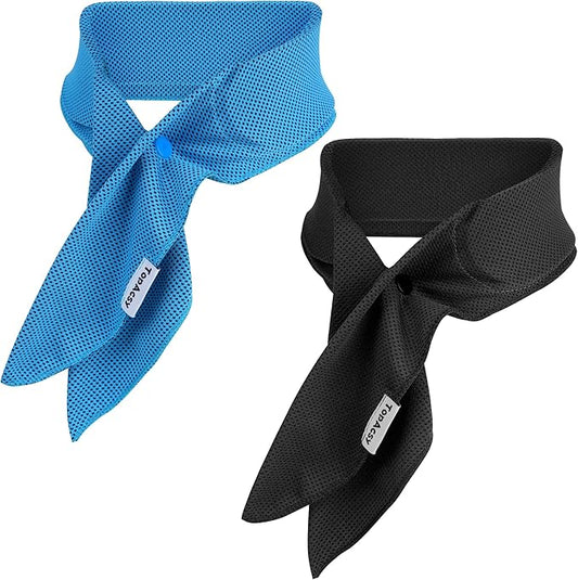 TopAcsy Cooling neck wraps, neck coolers for hot weather, headbands, with long lasting gel and full wrap fabrics, 2 packs