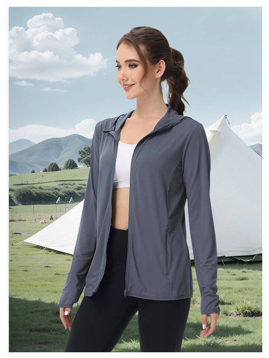 KINEED Women's UPF 50+ Sun Protection Hoodie Jacket Lightweight Long Sleeve Sun Shirt for Women with Pocket Hiking Outdoor KINEED