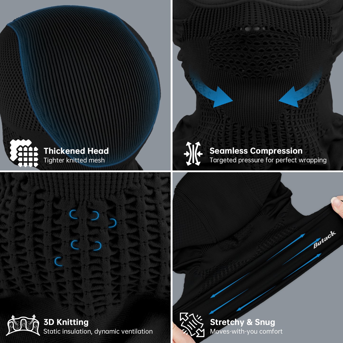 Botack One-Piece Knit Balaclava for Cold Weather