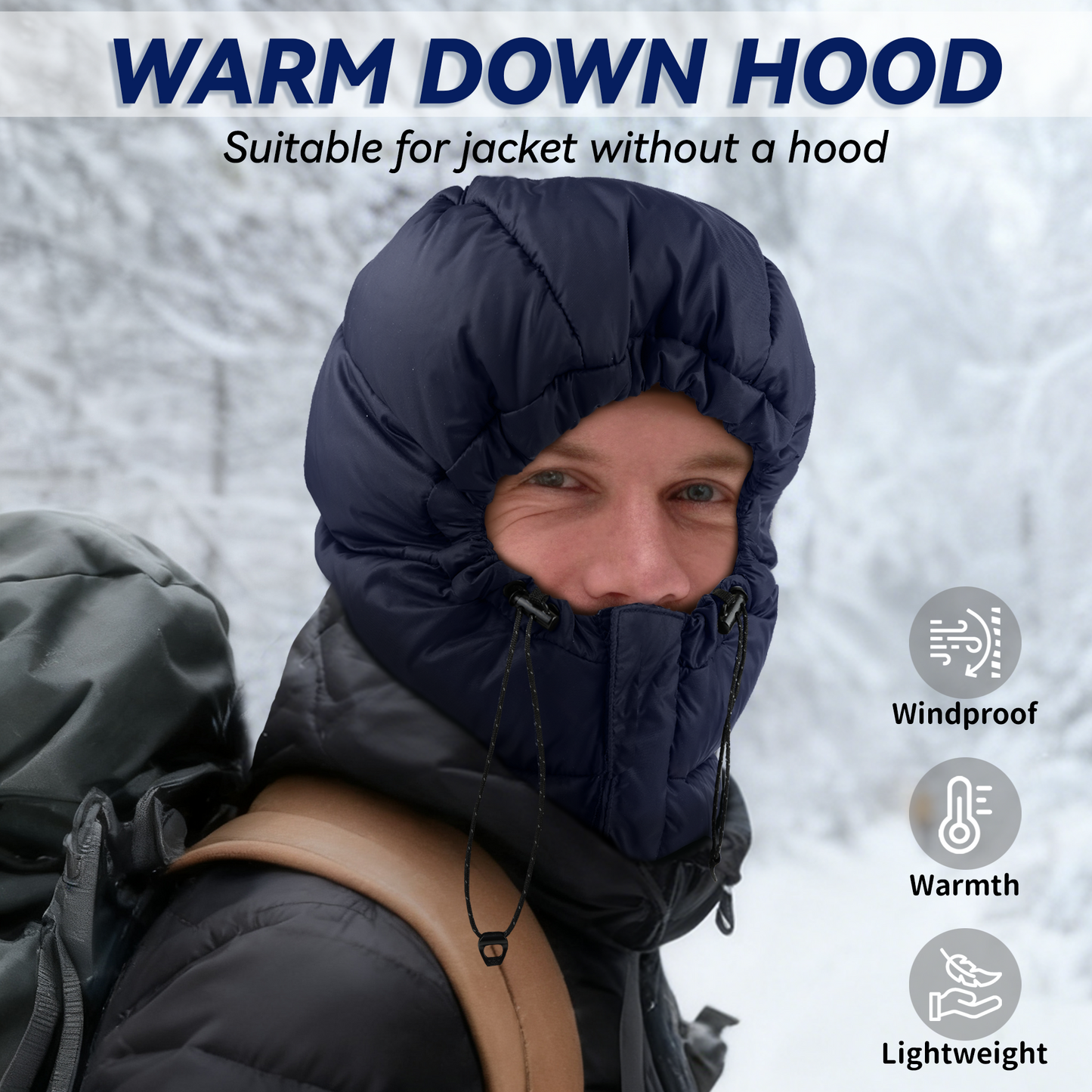 Botack Winter Warm Trapper Hat,Windproof Down Hood for Cold Weather,Ultralight Down Hat for Camping,Hiking,Sleeping Bag