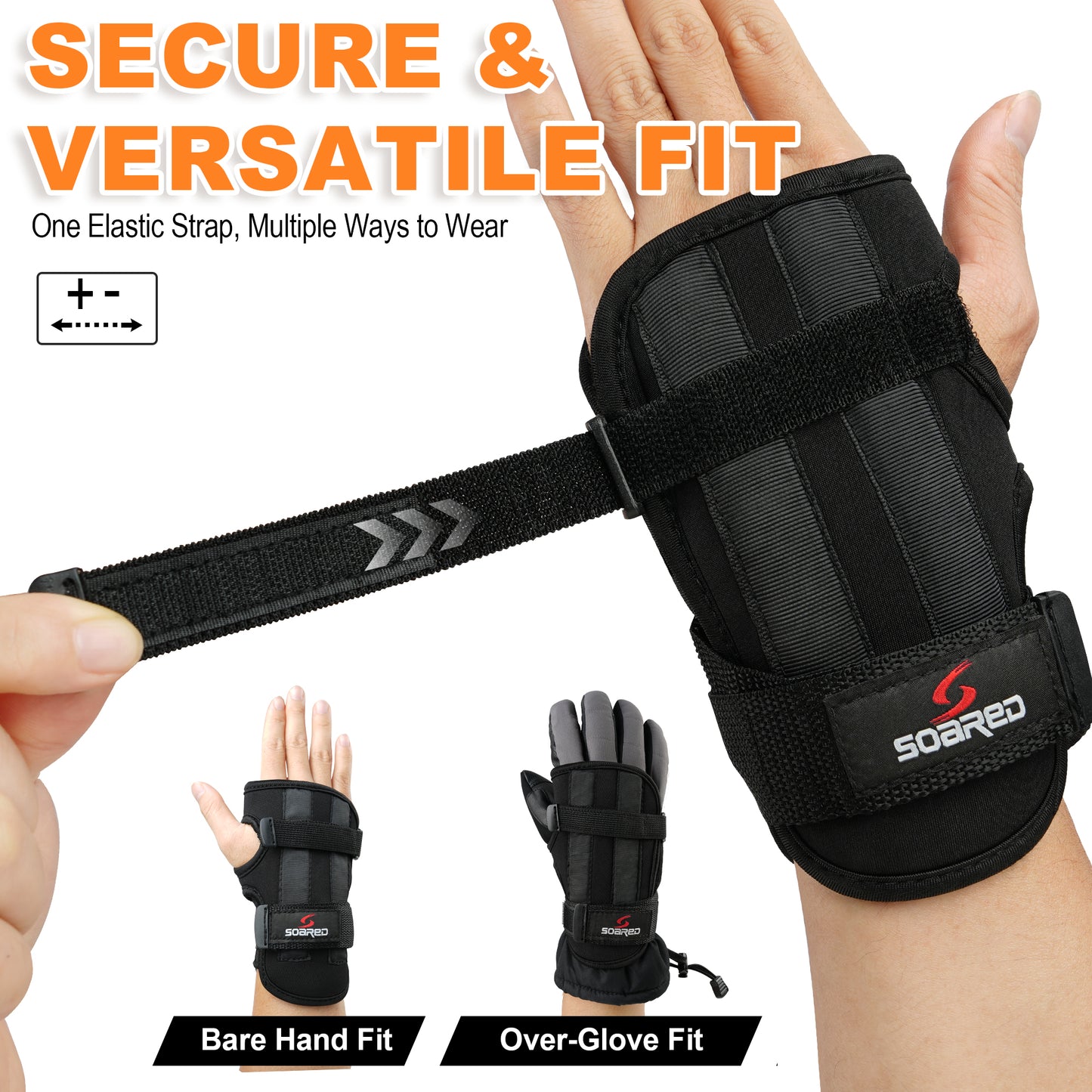 Soared Wrist Guards for Snowboarding Skateboarding, Adjustable Durable Protective Gear with Splint Support for Adults