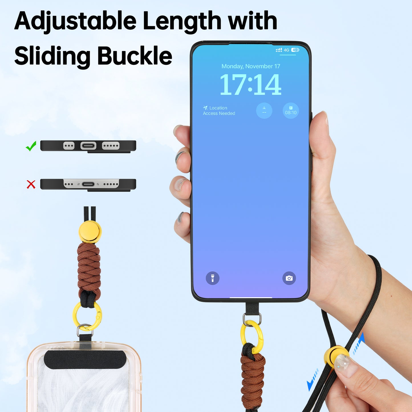 MCTi Adjustable Hand-Braided Wrist Strap Lanyard