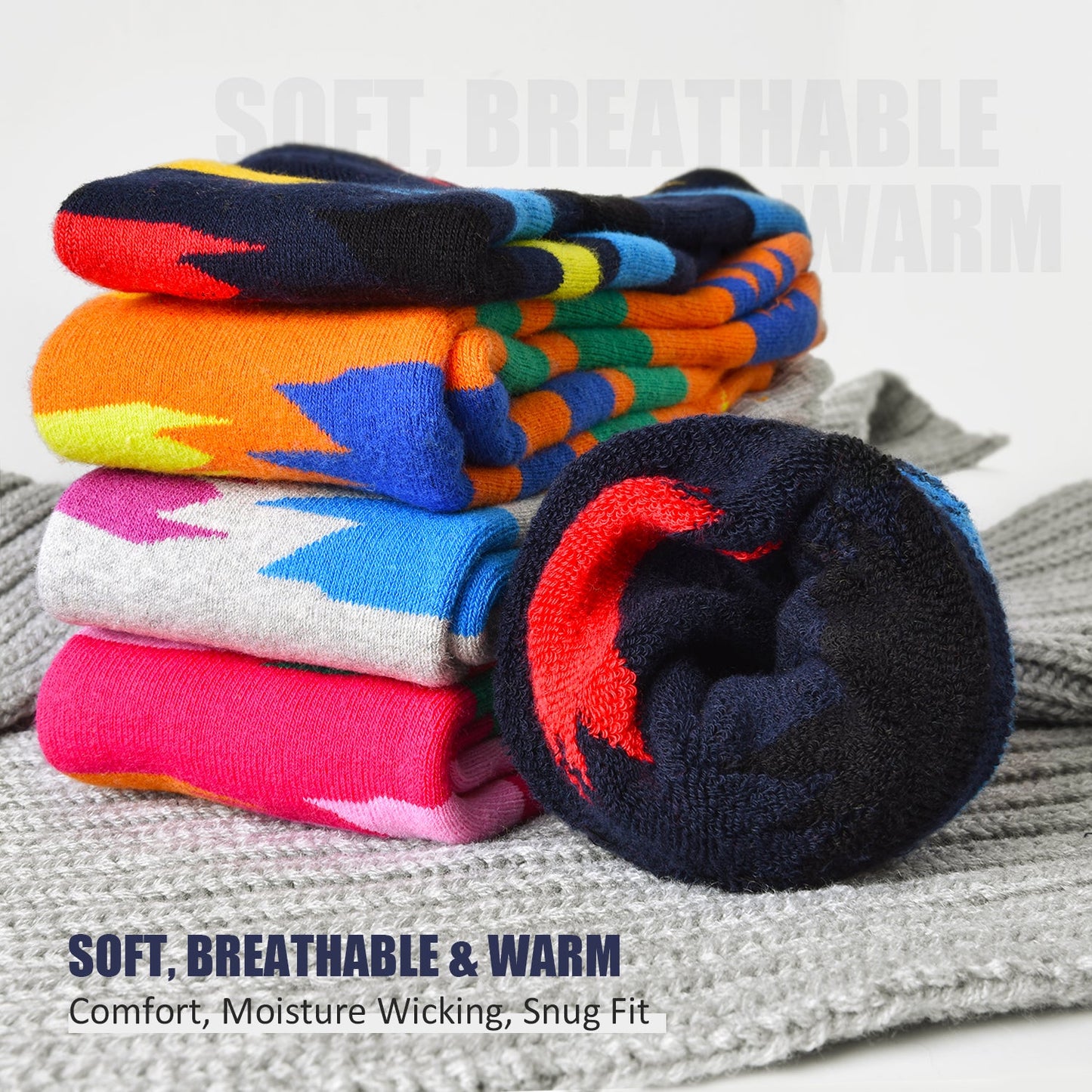 Marsnow Ski Socks Kids Thicken Warm Knee Over The Calf Snowboard Thermal Winter Skiing Socks Boys Girls Men Women Marsnow