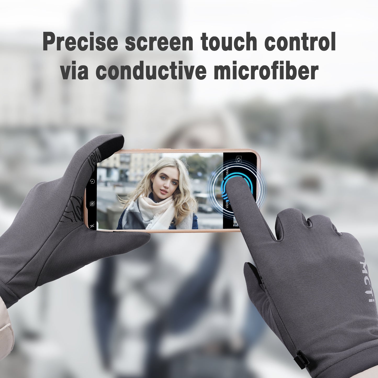 MCTi Lightweight Gloves Liners for Men Women, Touch Screen Gloves with Conductive Microfiber, Palm Silicone, for Running Driving Hiking