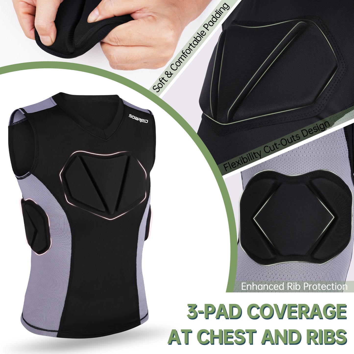 SOARED Youth Padded Baseball Chest Protector Shirt