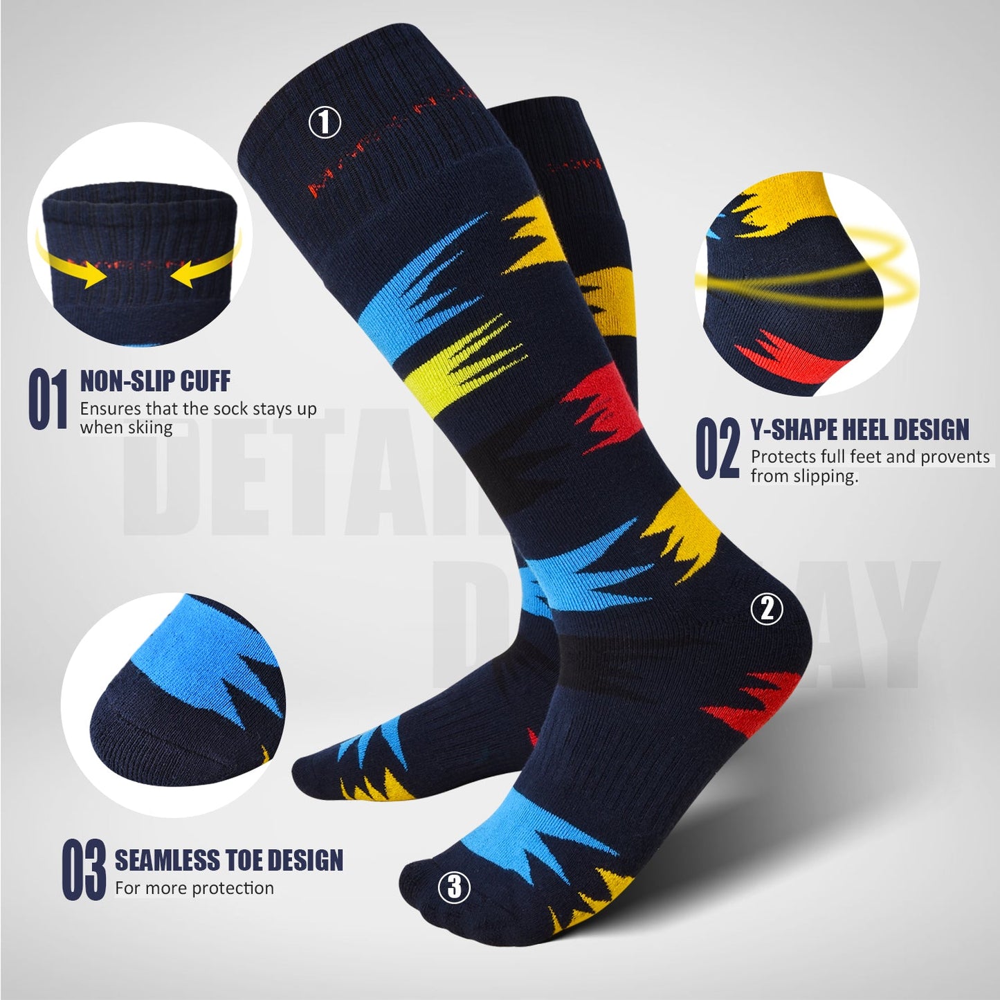 Marsnow Ski Socks Kids Thicken Warm Knee Over The Calf Snowboard Thermal Winter Skiing Socks Boys Girls Men Women Marsnow