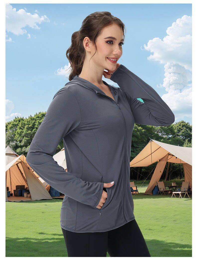 KINEED Women's UPF 50+ Sun Protection Hoodie Jacket Lightweight Long Sleeve Sun Shirt for Women with Pocket Hiking Outdoor KINEED