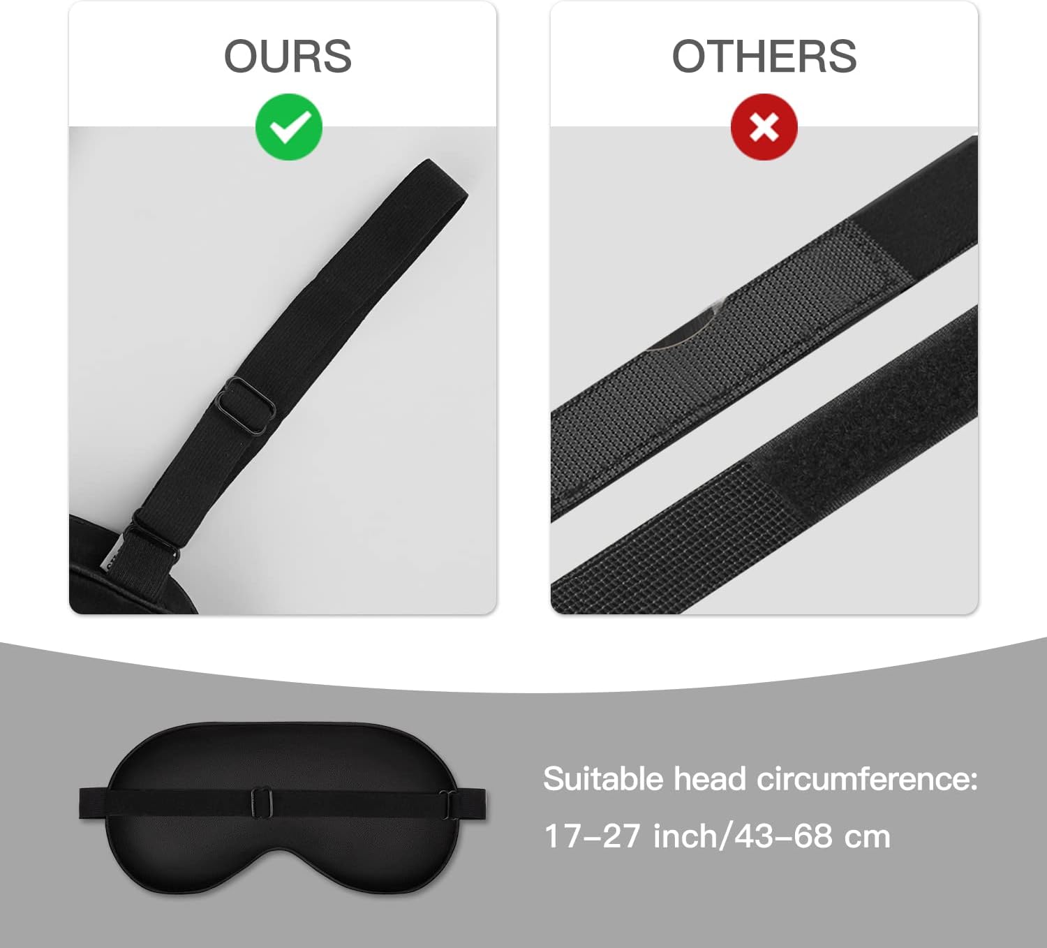 Topacsy Sleep Mask, Silk Eye Mask for Sleeping with Adjustable Strap, Satin Blackout Sleeping Eye Mask for Men&Women, Comfortable Blindfold Eyeshade for Night Sleep(Black) Topacsy