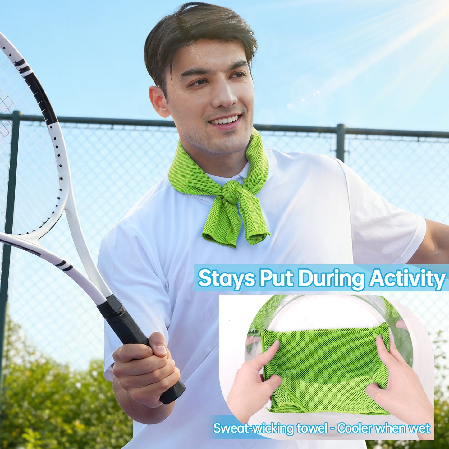 ToAcsy Dual-Action Cooling Neck Wraps, 37”x12” Cooling Towel + 220g Gel Sheet, Neck Coolers for Hot Weather, Ice Pack, Washable Gym Towel (2 Sets) TopAcsy