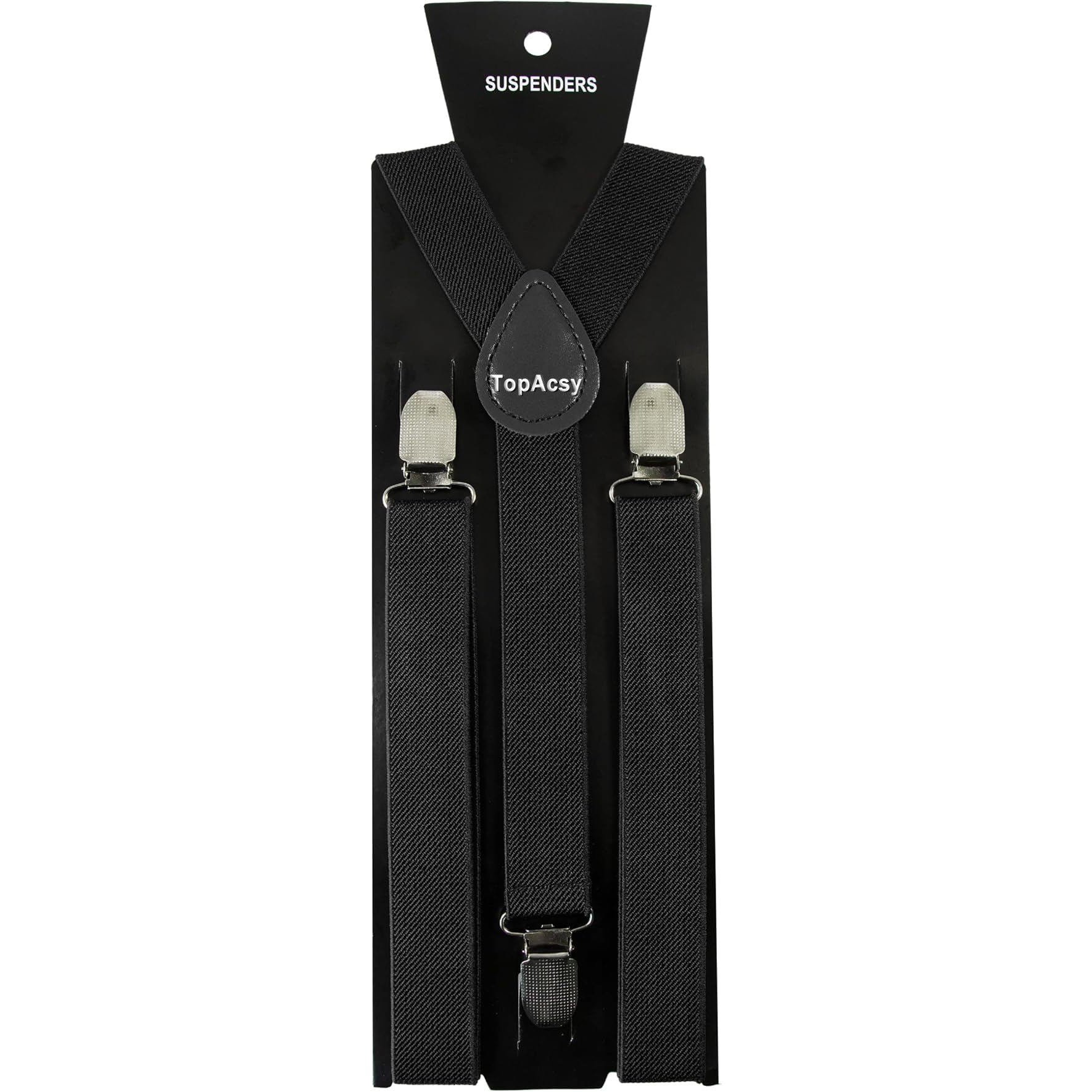 Topacsy Solid Color Mens Suspender with 3 Strong Clips Adjustable Braces Topacsy