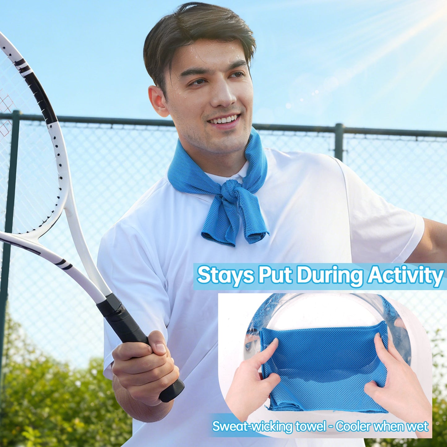 ToAcsy Dual-Action Cooling Neck Wraps, 37”x12” Cooling Towel + 220g Gel Sheet, Neck Coolers for Hot Weather, Ice Pack, Washable Gym Towel (2 Sets) TopAcsy