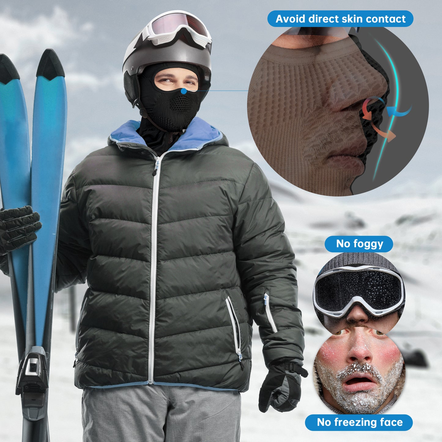 Botack One-Piece Knit Balaclava for Cold Weather