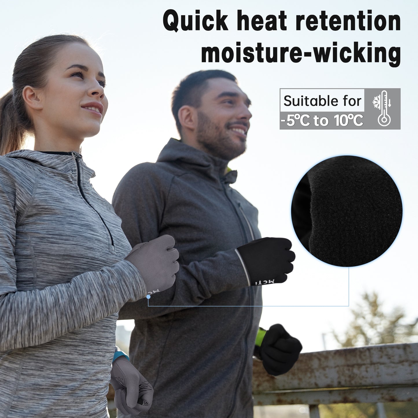 MCTi Lightweight Gloves Liners for Men Women, Touch Screen Gloves with Conductive Microfiber, Palm Silicone, for Running Driving Hiking