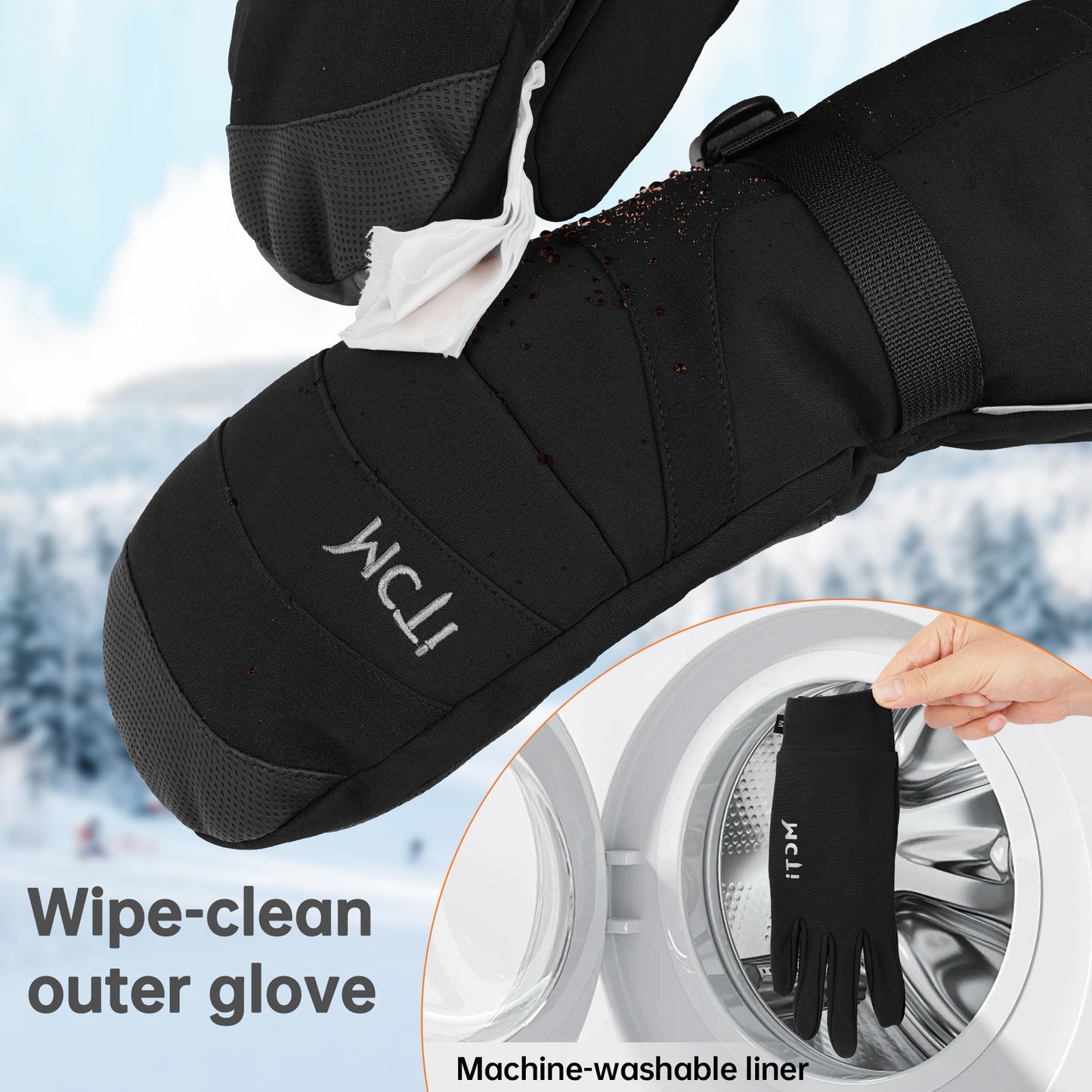 MCTi 2-in-1 Ski Gloves and Fleece Liners - 2 Pairs