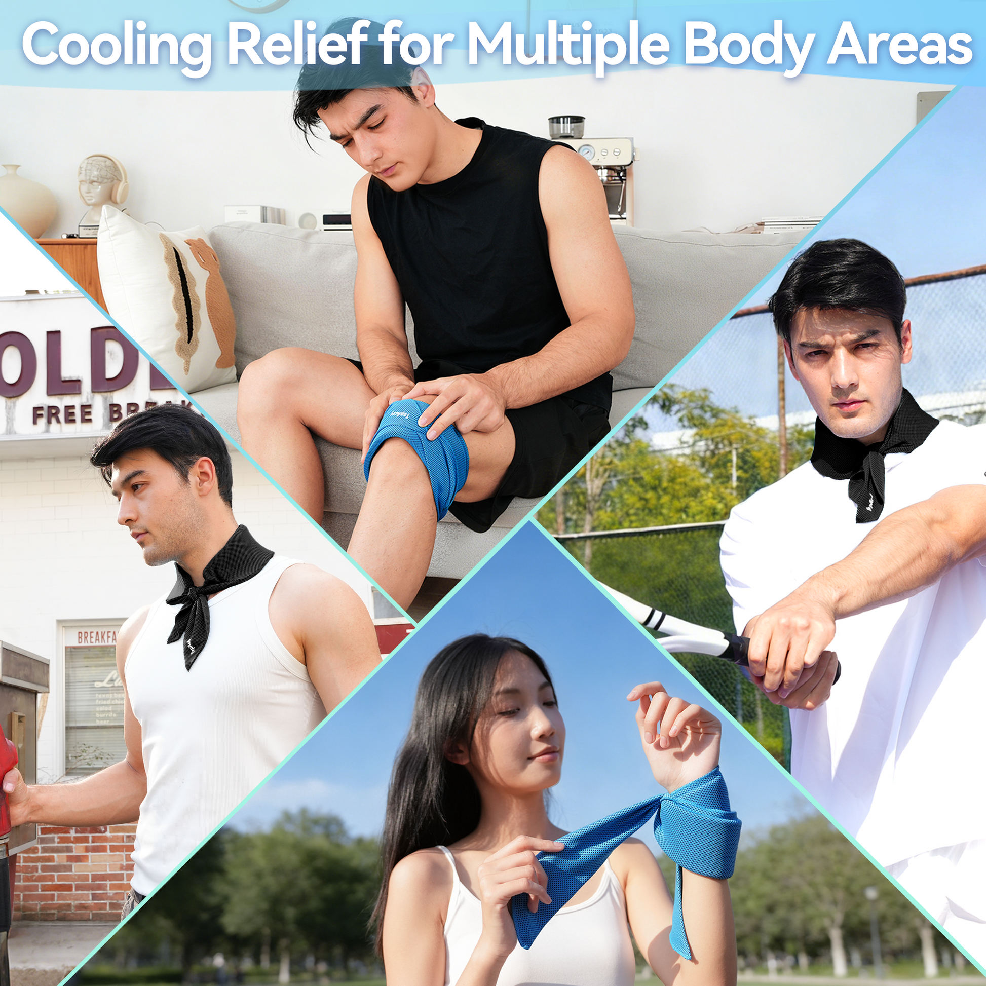 2-Pack New Upgraded Cooling Neck Wraps, Neck Coolers for Hot Weather, Leak-Proof Cooling Gel, 360° Full-Wrap, Cool Relief - Head, Neck, Wrists EXSKI