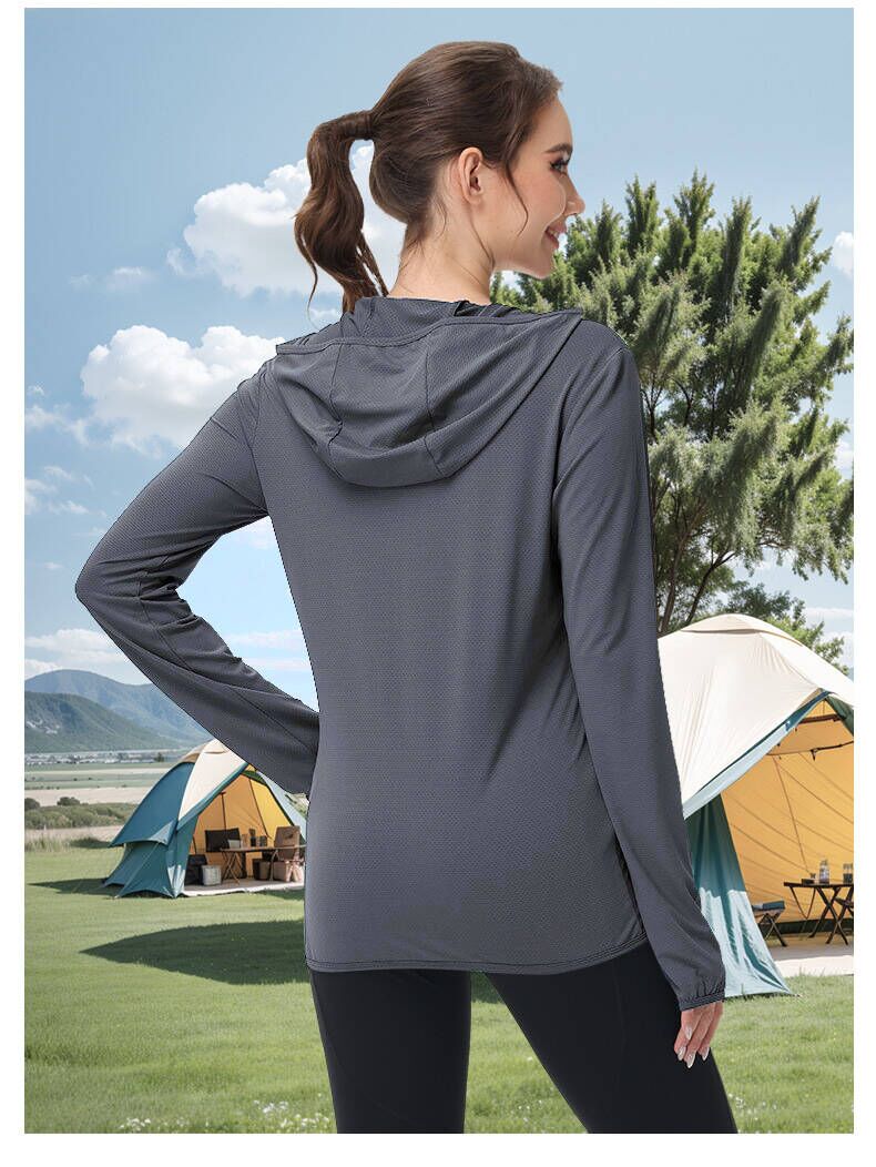 KINEED Women's UPF 50+ Sun Protection Hoodie Jacket Lightweight Long Sleeve Sun Shirt for Women with Pocket Hiking Outdoor KINEED