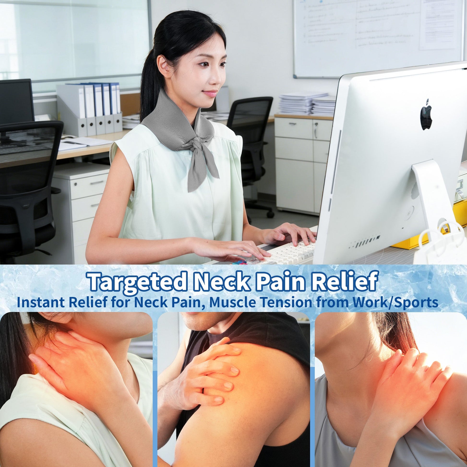 TopAcsy Cooling Neck Wraps, Widened Neck Ice Pack Gel for Hot Weather Reusable Long-Lasting Cold Pack for Neck Shoulders TopAcsy