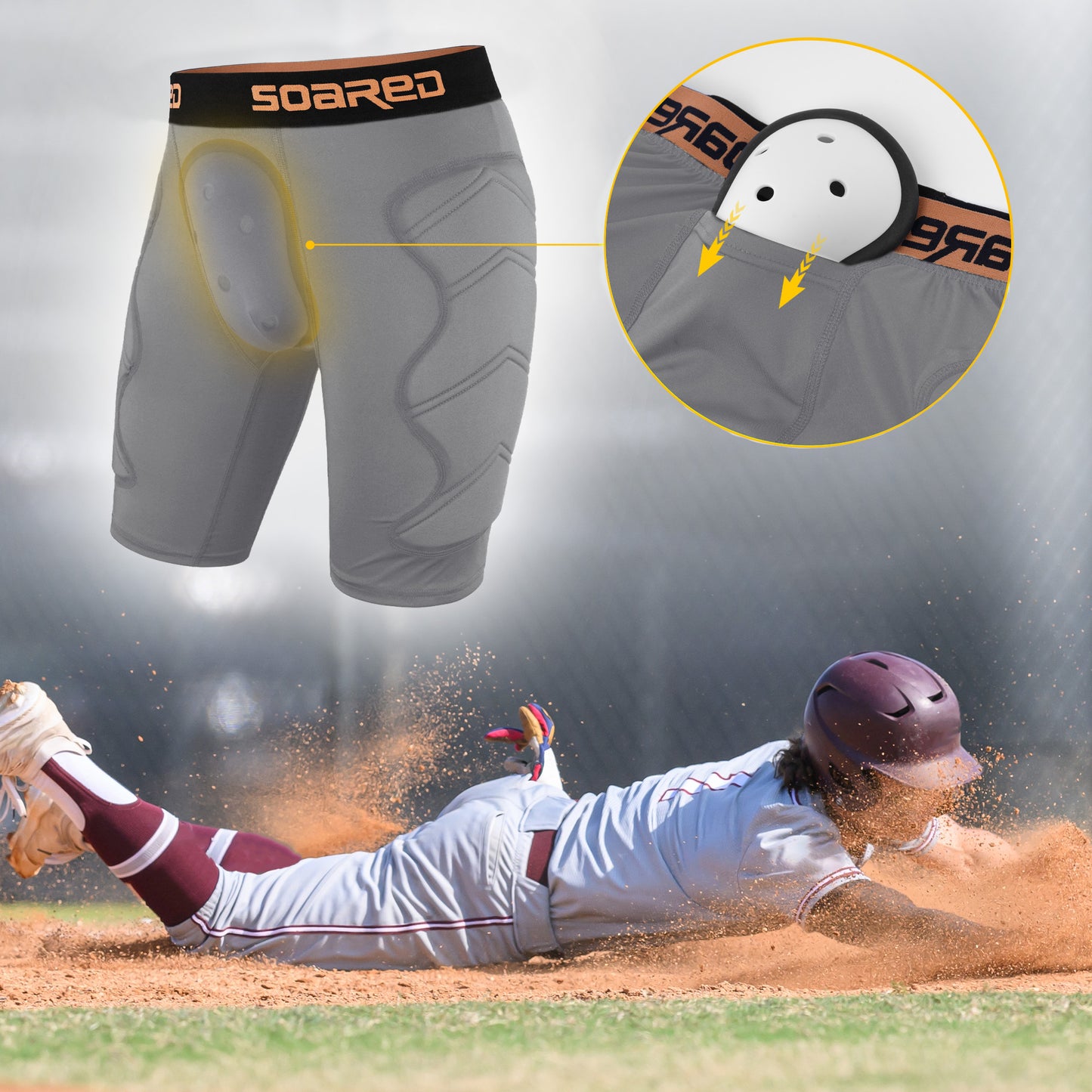 Soared Youth Baseball Sliding Shorts with Cup Pocket Padded Compression Underwear for Baseball Softball for Boys Girls
