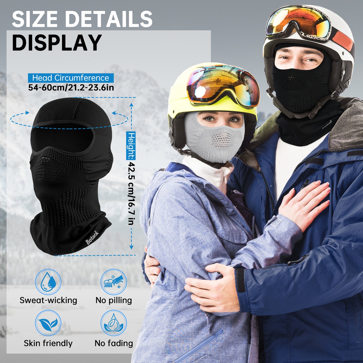 Botack One-Piece Knit Balaclava for Cold Weather