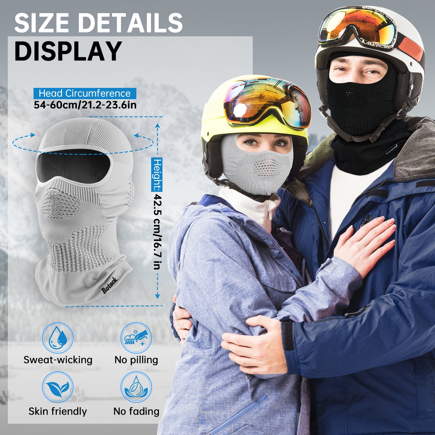 Botack One-Piece Knit Balaclava for Cold Weather