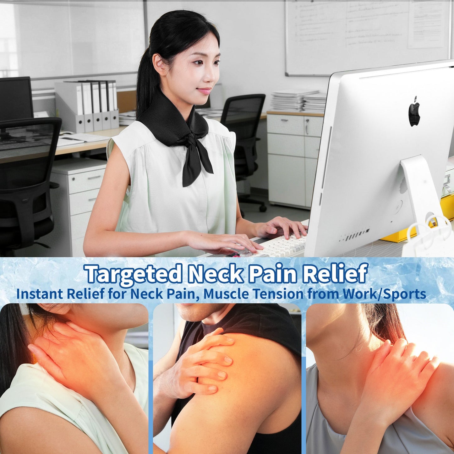 TopAcsy Cooling Neck Wraps, Widened Neck Ice Pack Gel for Hot Weather Reusable Long-Lasting Cold Pack for Neck Shoulders TopAcsy