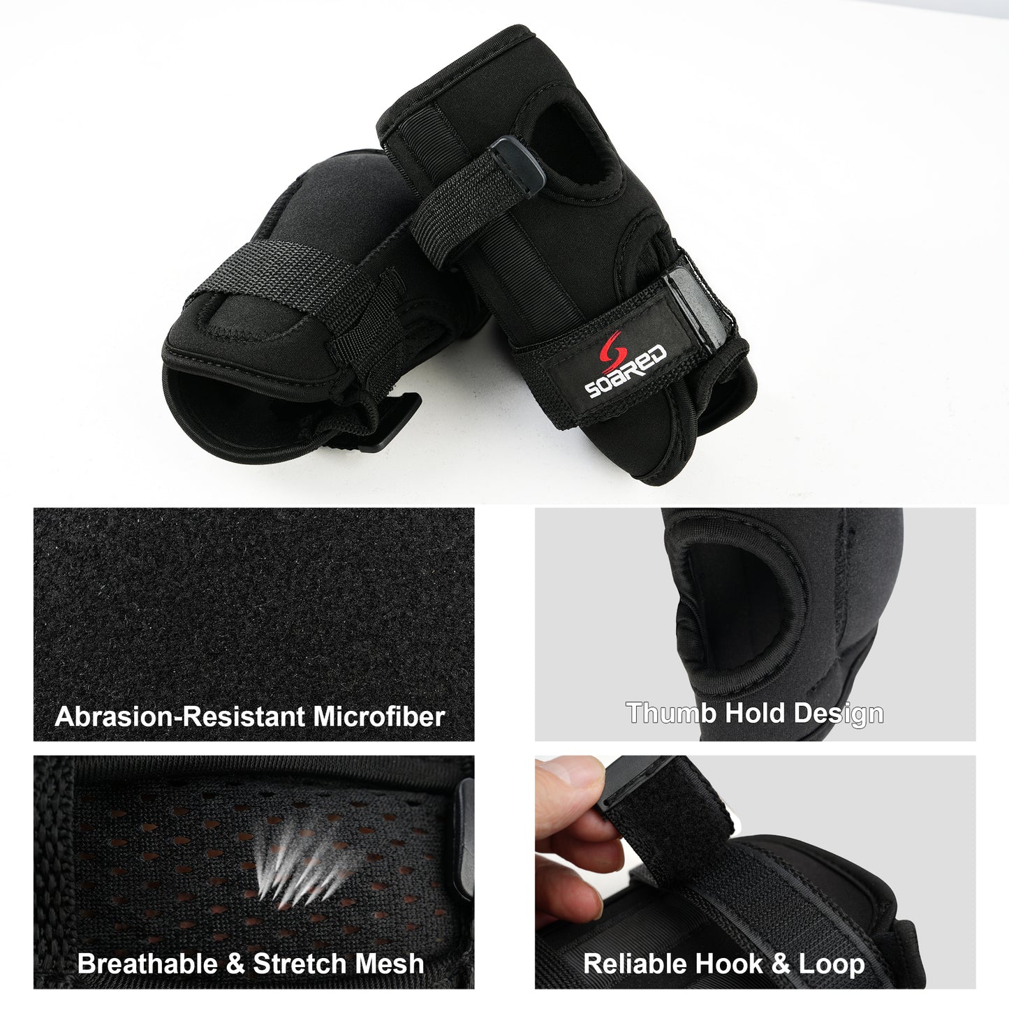 Soared Wrist Guards for Snowboarding Skateboarding, Adjustable Durable Protective Gear with Splint Support for Adults