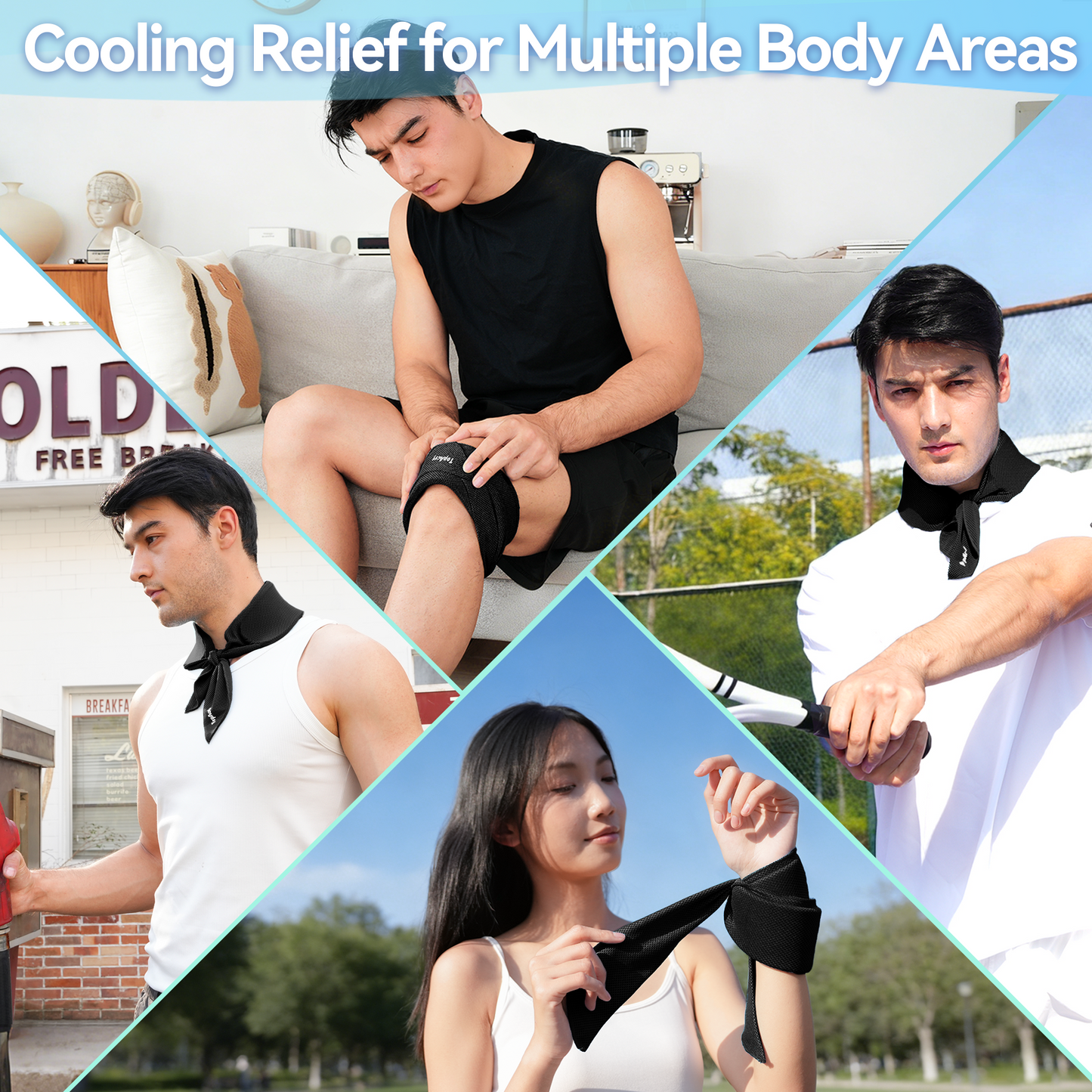 TopAcsy New Upgraded Cooling Neck Wraps, Neck Coolers for Hot Weather, Leak-Proof Cooling Gel, 360° Full-Wrap, Cool Relief - Head, Neck, Wrists TopAcsy