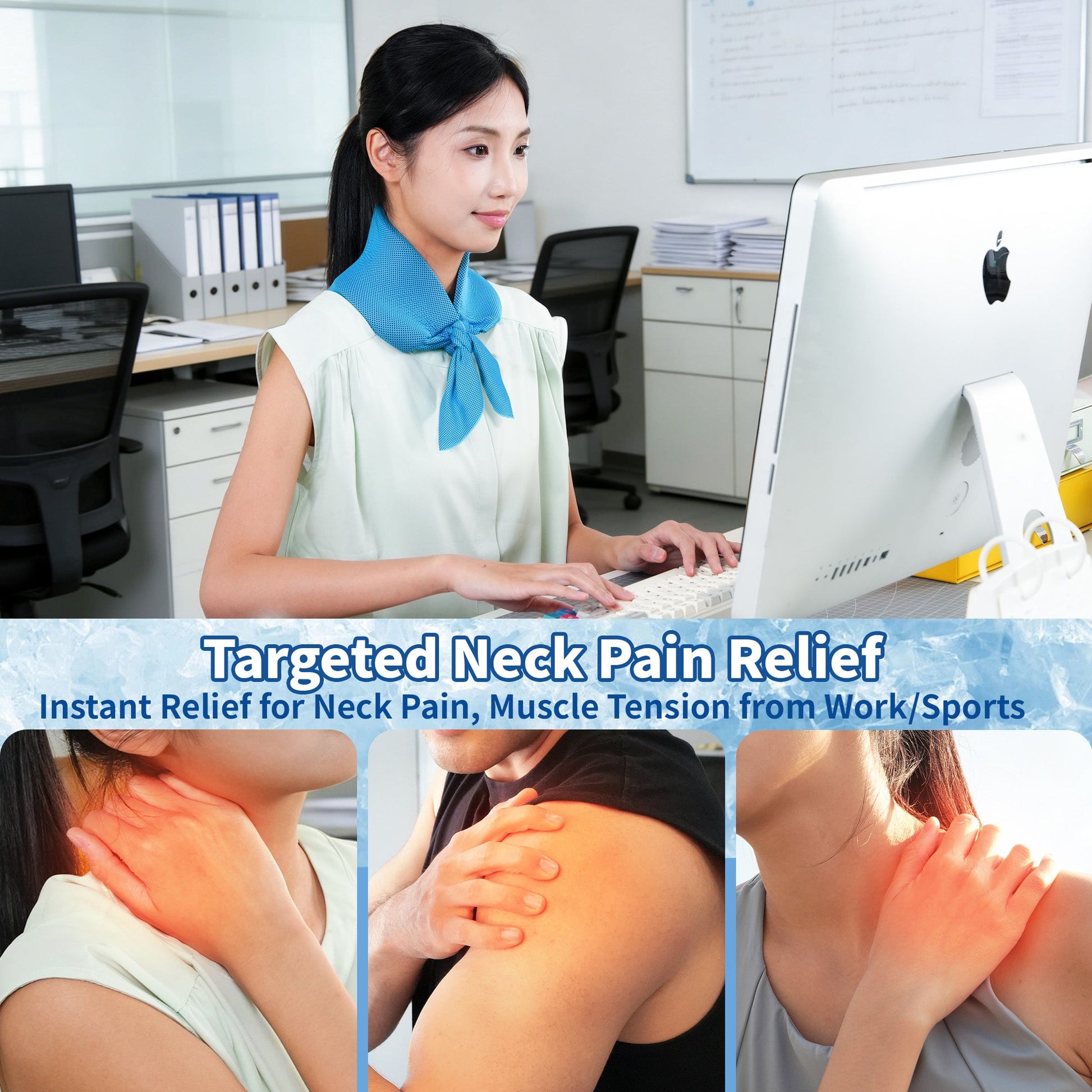 TopAcsy Cooling Neck Wraps, Widened Neck Ice Pack Gel for Hot Weather Reusable Long-Lasting Cold Pack for Neck Shoulders TopAcsy