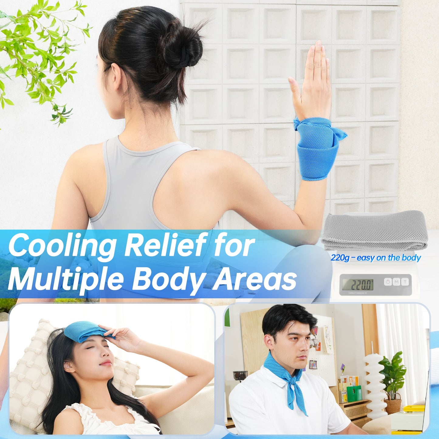 TopAcsy Cooling Neck Wraps, Removable Fabric Cover + 220g high‑Efficiency Gel, Neck Coolers for Hot Weather, Leak-Proof Ice Pack, 360° Soft Wrap, Cool Relief TopAcsy