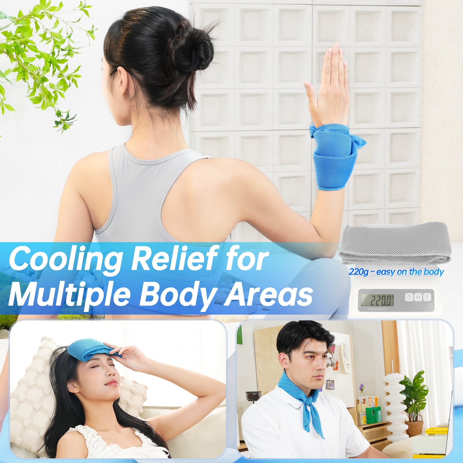 TopAcsy Cooling Neck Wraps, Removable Fabric Cover + 220g high‑Efficiency Gel, Neck Coolers for Hot Weather, Leak-Proof Ice Pack, 360° Soft Wrap, Cool Relief TopAcsy